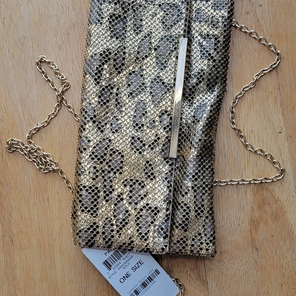 INC International Concepts Gold and Black Textured Clutch